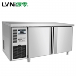绿零二门平台冷冻冰箱SGG-0.2L2FD 平台操作台冰箱  风冷无霜工作台冰箱