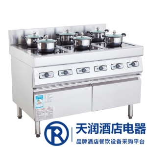 佳百年电磁六眼煲仔炉3.5kw*6 六头煲仔炉  商用大功率电磁煲汤炉连下柜