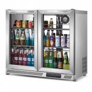 冰立方二门吧台展示柜冰箱BC190AG2风冷双玻璃门不锈钢柜面饮料柜