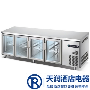 冰立方四门冷藏工作台AWS2250L4G 风冷吧台冷藏展示柜 四门饮料展示柜 吧台冷藏展示柜