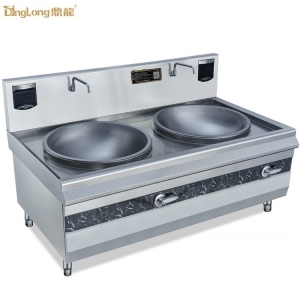 鼎龙双头大锅炒电磁炉DLB-30KW*2-B2/380V/304大功率电磁炉 商用电磁炉  电磁厨房设备 不锈钢电磁厨房设备