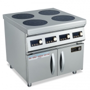 鼎龙四头电磁煲仔炉DLB-3.5KW*4-GR明档款商用4头煮食炉连柜