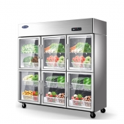 银都六门陈列柜BCL0631S六玻璃门冷藏冰箱蔬果酒水冷藏保鲜柜留样柜